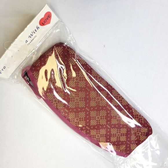 Red Songket Pouch Bag Purse Handmade Make Up Pouch bag or Pencil Pouch  - NEW - Picture 2 of 12